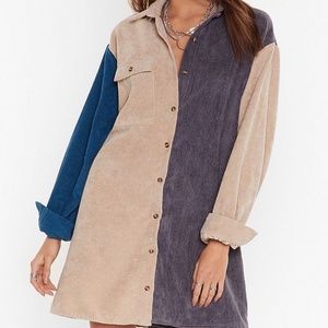 Nasty Gal Writers Block Colour Corduroy Dress
